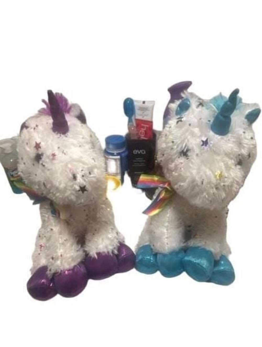 Toy Factory White Starry Unicorn Plush Stuffed Animal With Rainbow Ribbon
